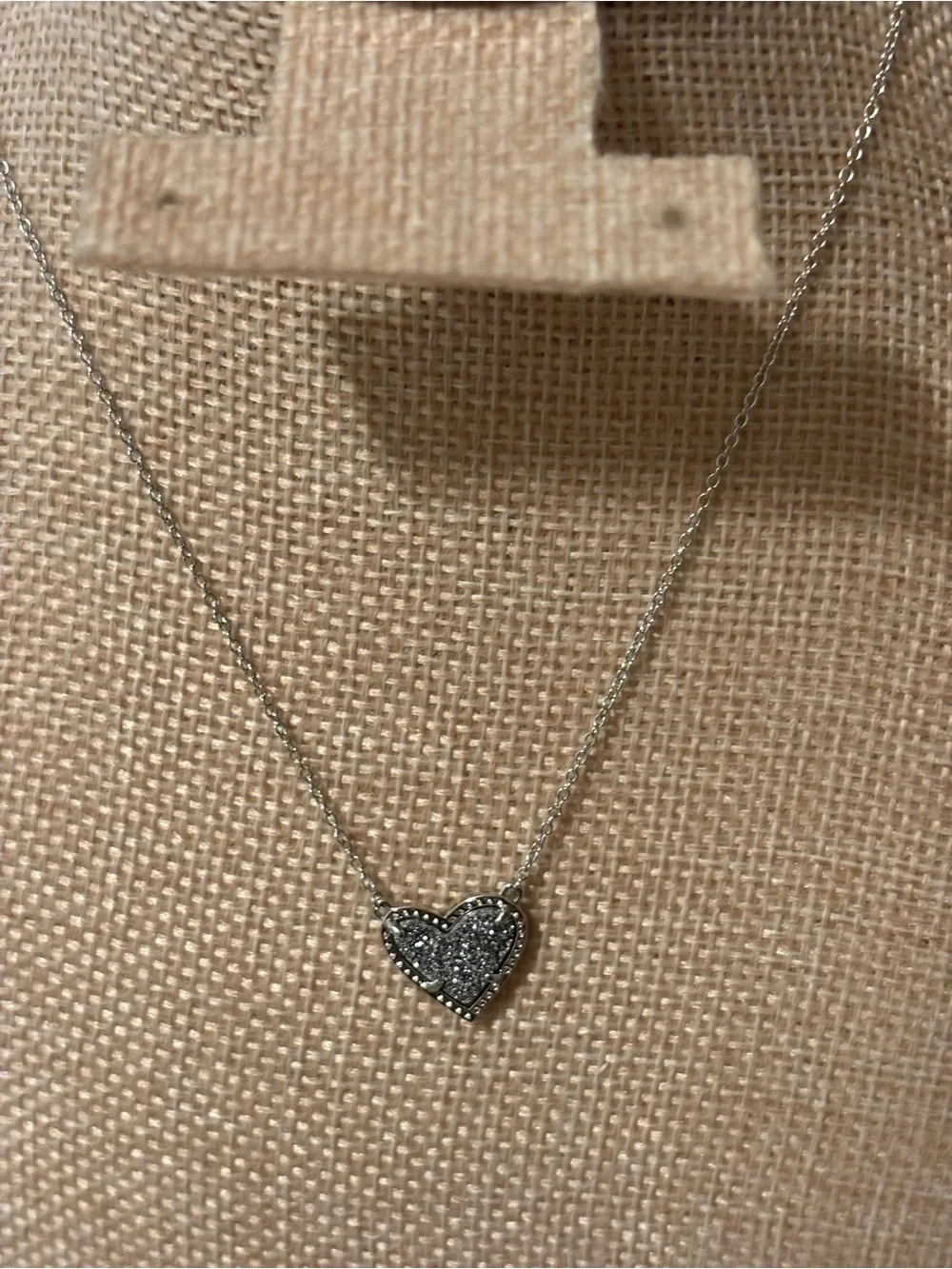 Kendra Scott Silver Pave Heart Necklace